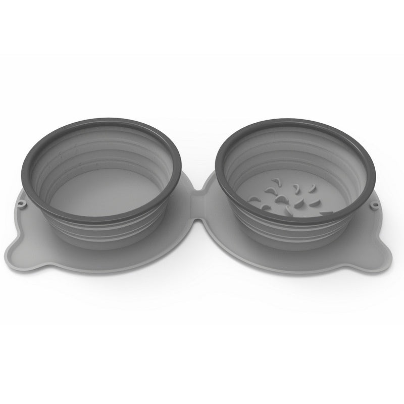 Compact pet food and water travel bowl